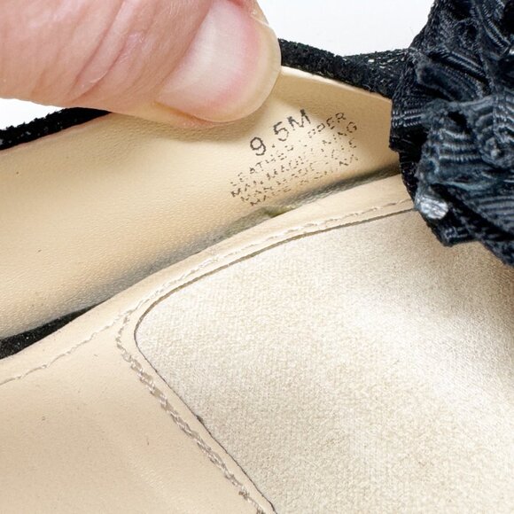 Alex Marie Womens Black Texture Leather Beaded Floral Formal Peptone Pump Sz 9.5 - Picture 7 of 11